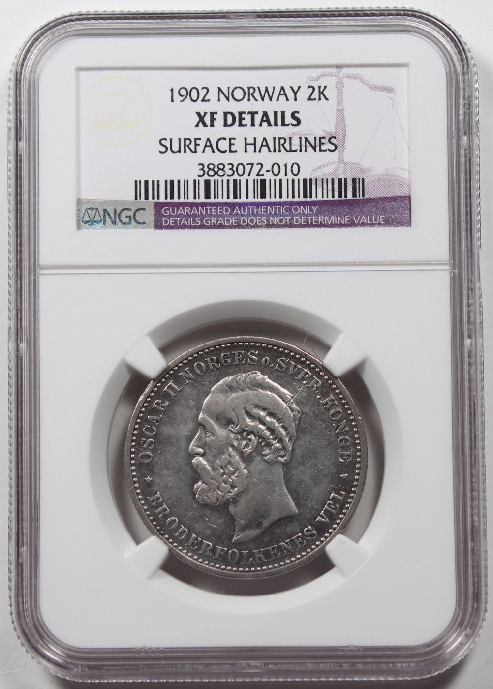 Norway 1902 2 Krr Silver Coin NGC XF Extremely KM 359