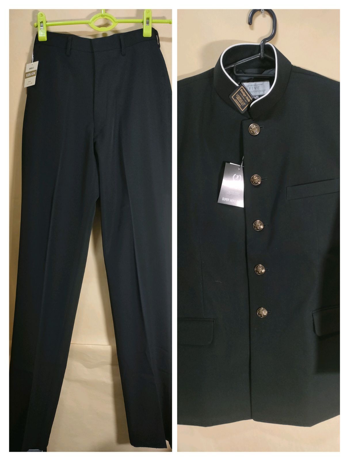 FIVE ニッケ 標準学生服 丸洗い可 学生服 上下セット 165A 11号 学ラン 詰め襟 詰襟 165センチ