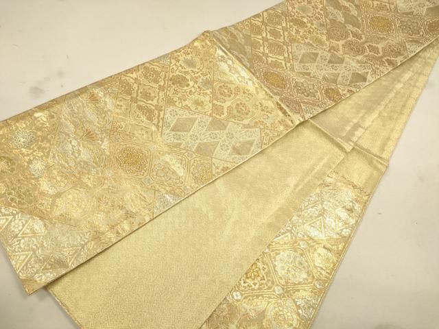 平和屋着物◎佐賀錦 六通柄袋帯 正倉院花文 金銀糸 正絹 逸品