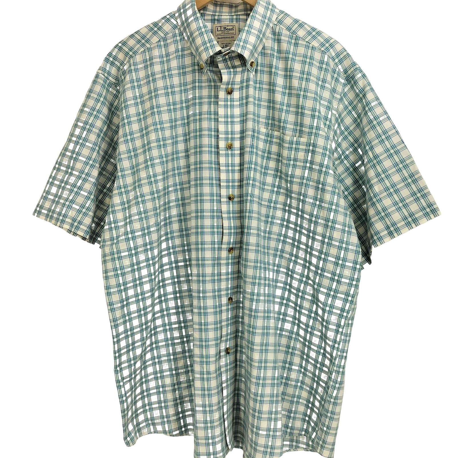 エルエルビーン L.L.Bean TRADITIONAL FIT コットン 半袖 ボタンダウン チェックシャツ メンズ import：L 