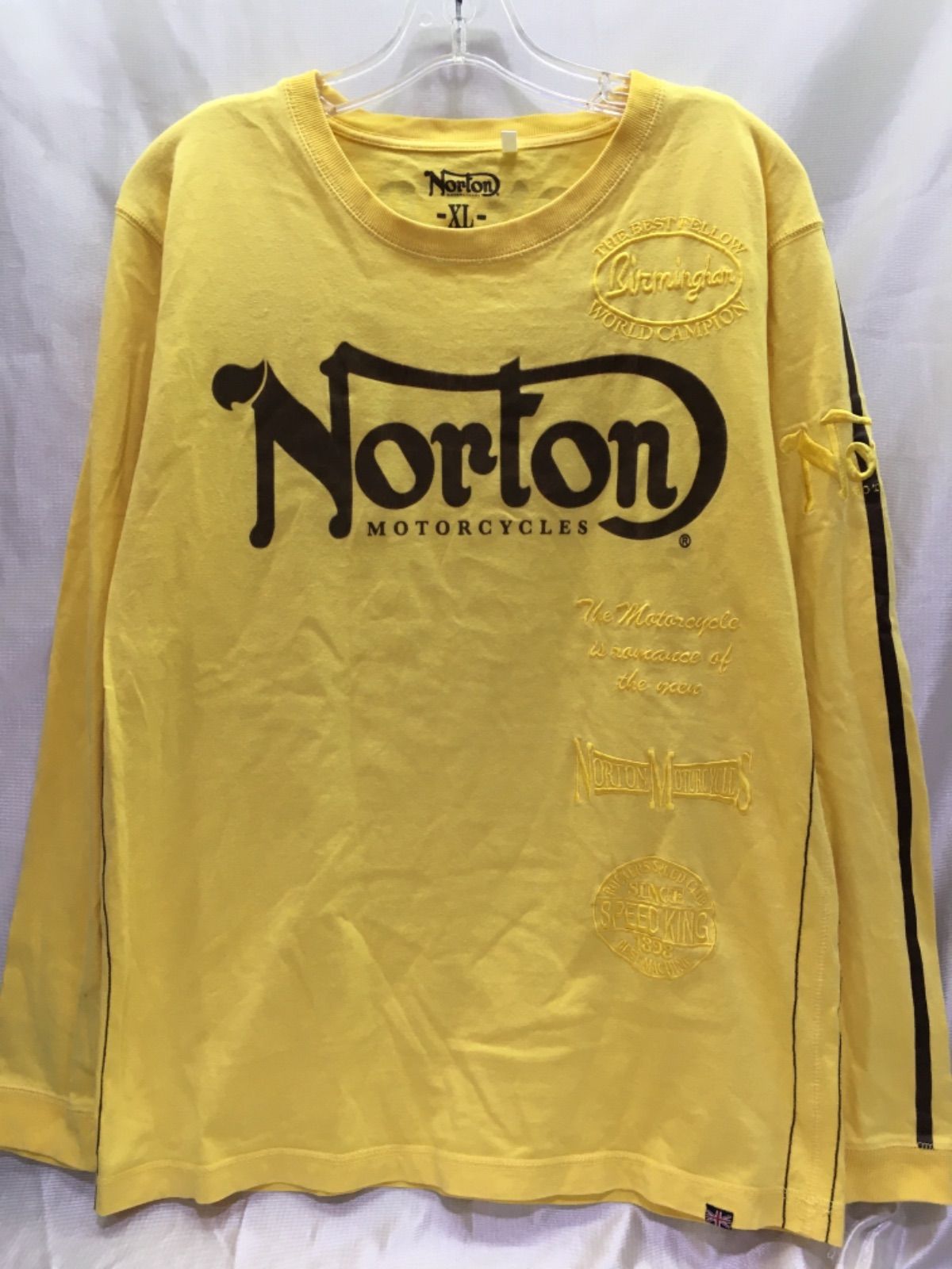 NORTON ノートン 刺繍 長袖Tシャツ イエロー/XL