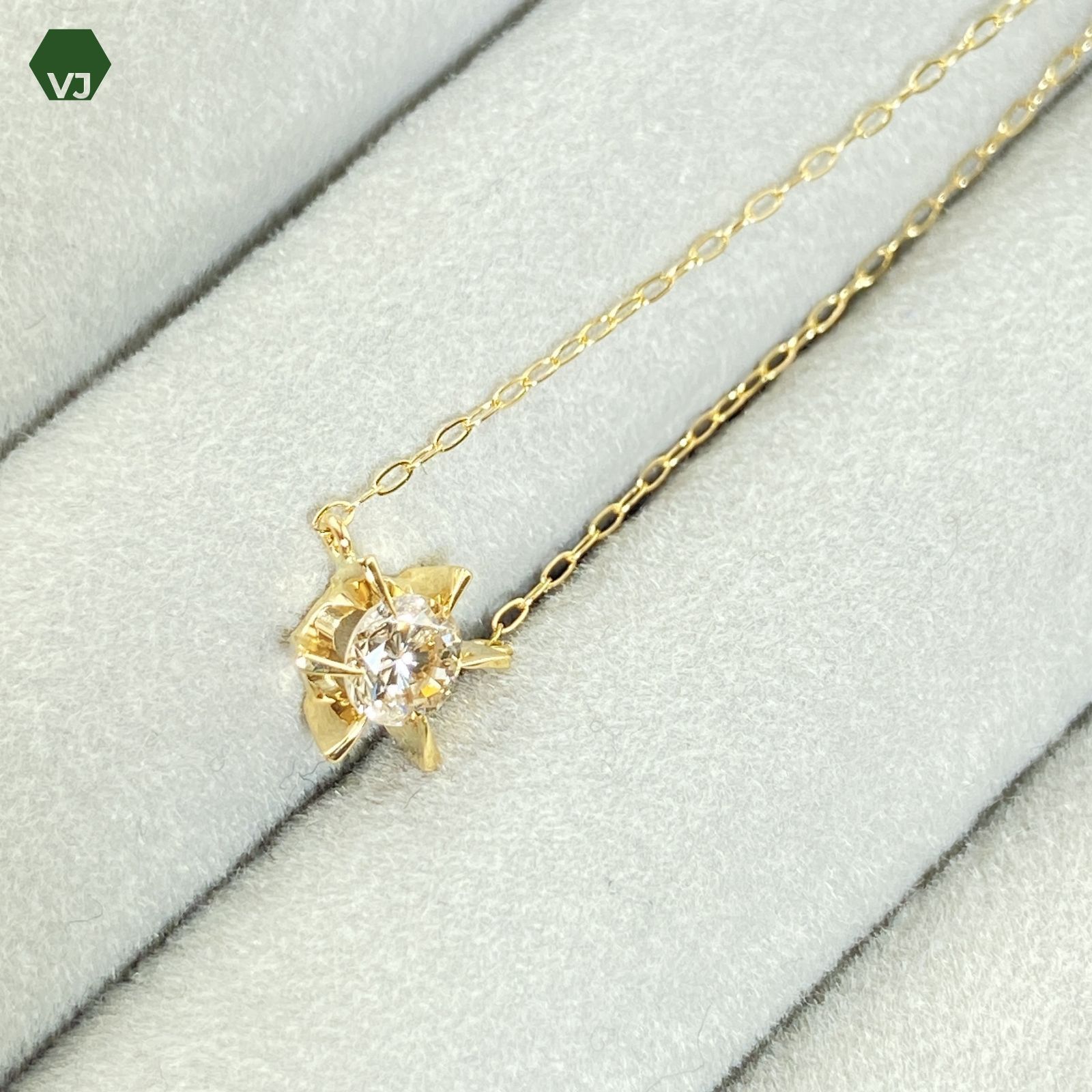 27-22】一粒ダイヤモンド ネックレス D0.31ct 【中古】【K18YG】【40 