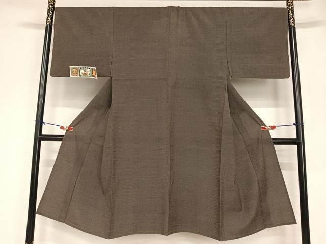 平和屋着物▽男性 本塩沢 単衣 110亀甲 正絹 AABB1373np