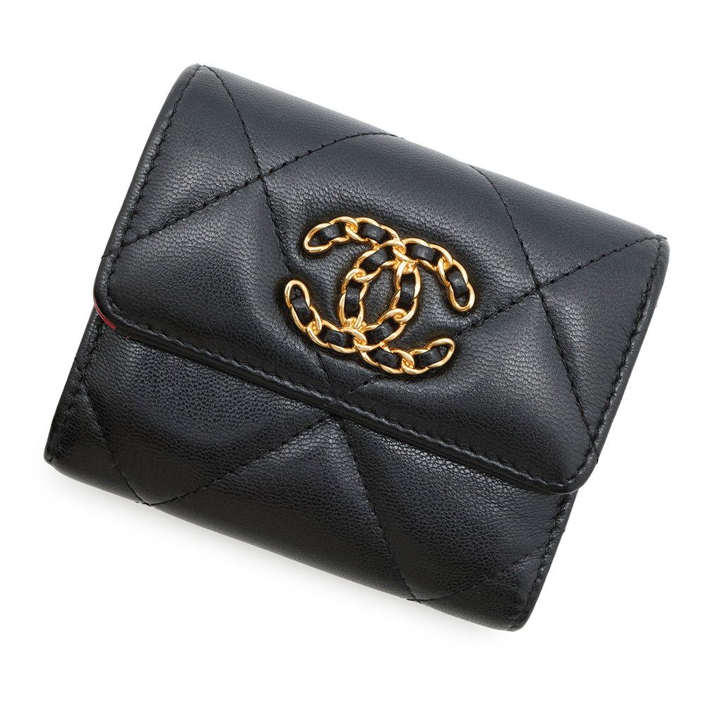 CHANEL 三つ折り財布 黒 シャネル CHANEL 三つ折り財布 レディース ブラック AP0231