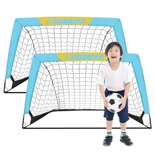 100cm_みずいろ 100cm 2個入セット L RUNNZER サッカー ゴール