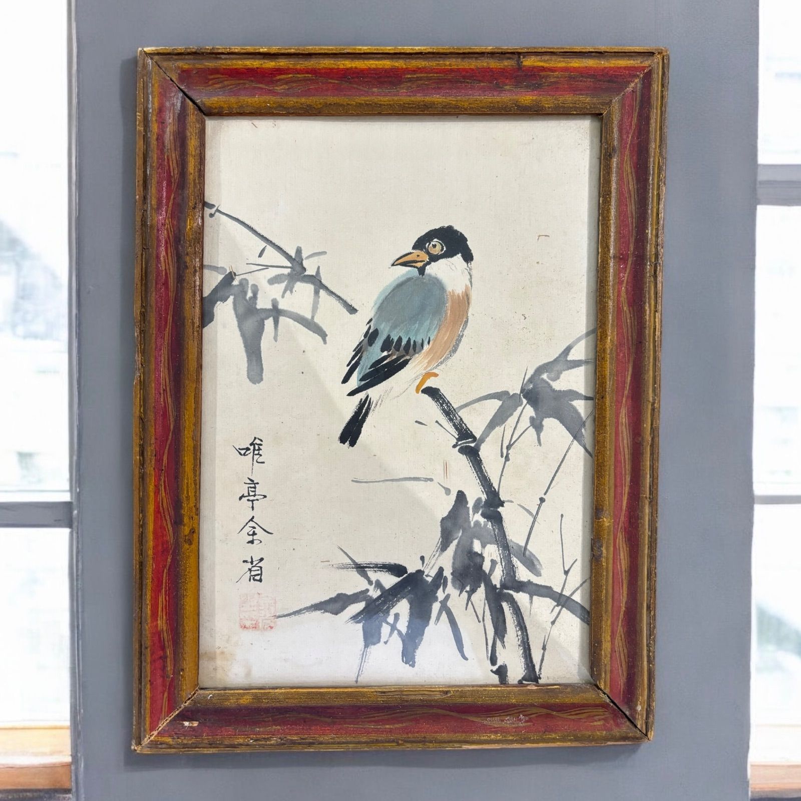 中国美術 絵画【松鳥 花鳥図】額装 壁掛 額 扁額 五彩 色絵 民国 中国 古美術 アンティーク コレクション - メルカリ