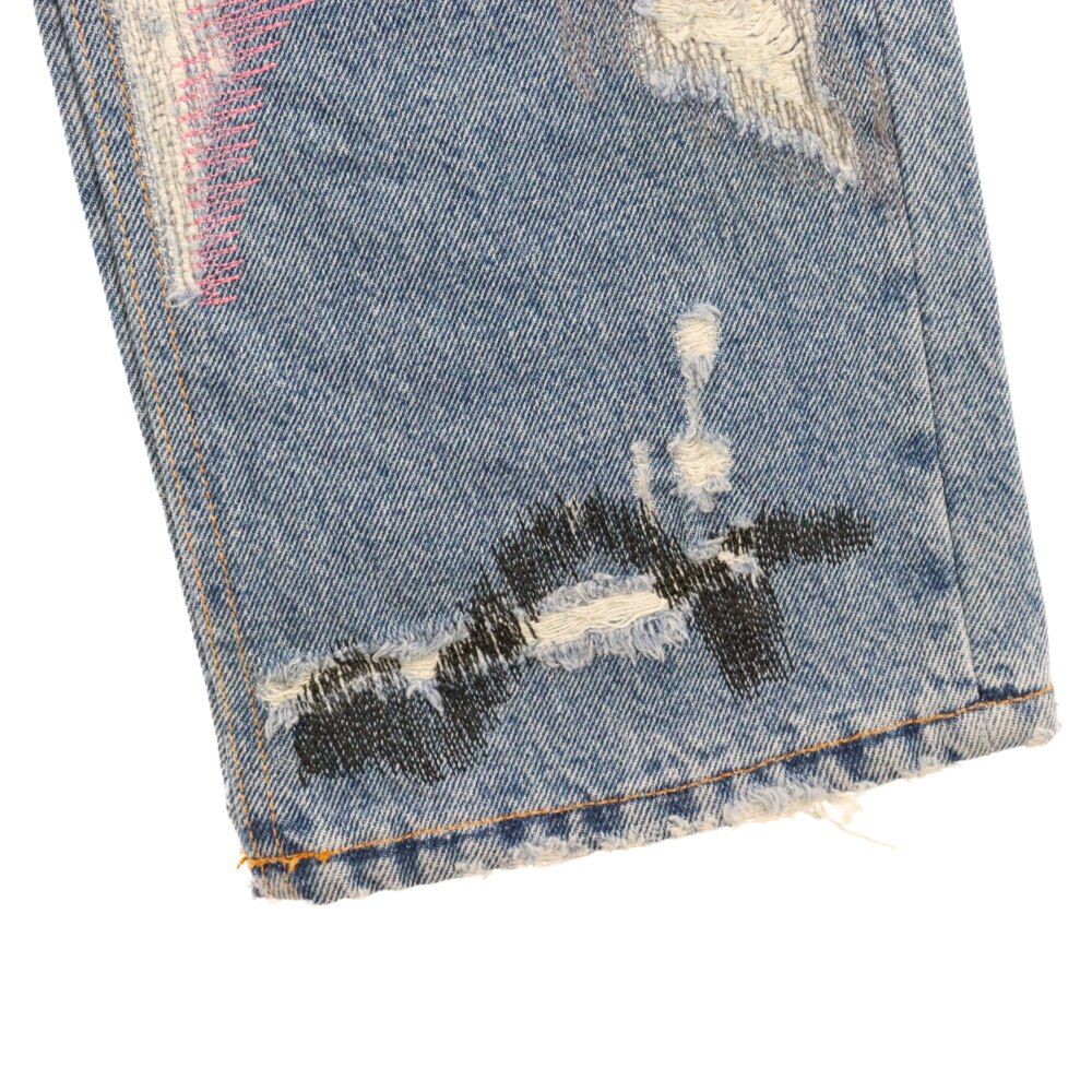 Endless Denim Distressed Embroidered Jeans エンドレスデニム ディ ...