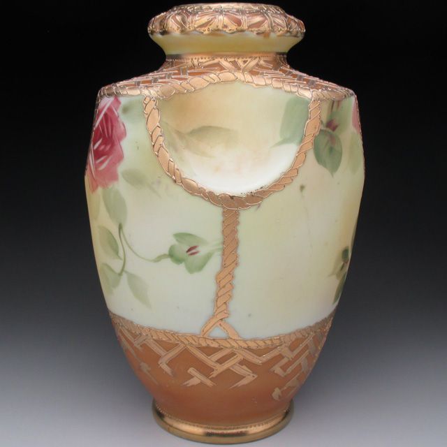 Noritake - 【美品】オールドノリタケ 約２５cm 薔薇紋 エナメル盛り 花瓶 アールヌーボー Noritake - 【美品】オールドノリタケ 約25cm 薔薇紋 エナメル