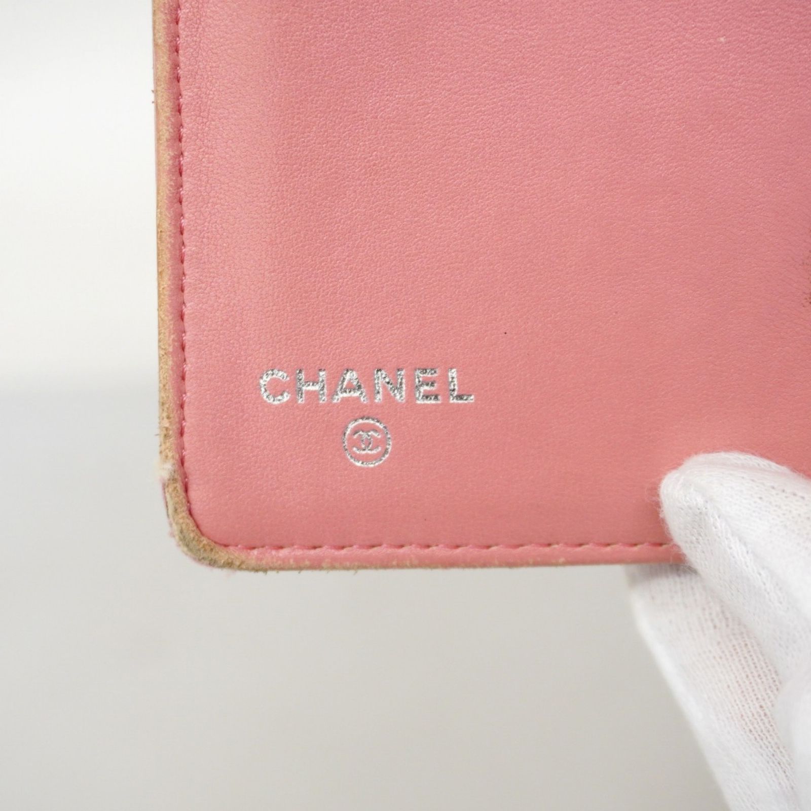 シャネル(Chanel) シャネル 長財布 カメリア ラムスキン ピンク