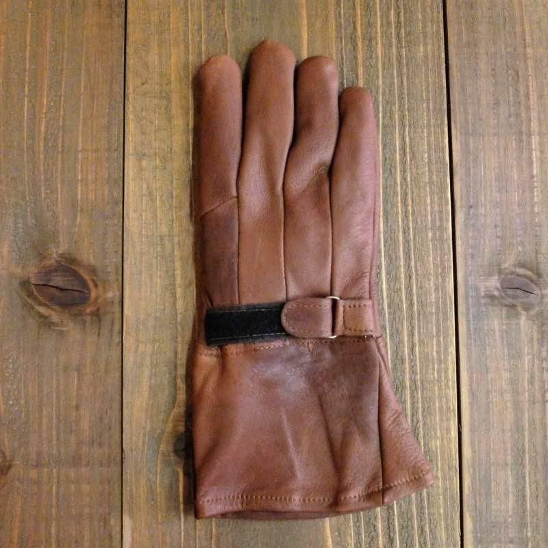 送料無料 NAPA GLOBE ディアスキンレザー ガントレットグローブ 冬向き ブラウン