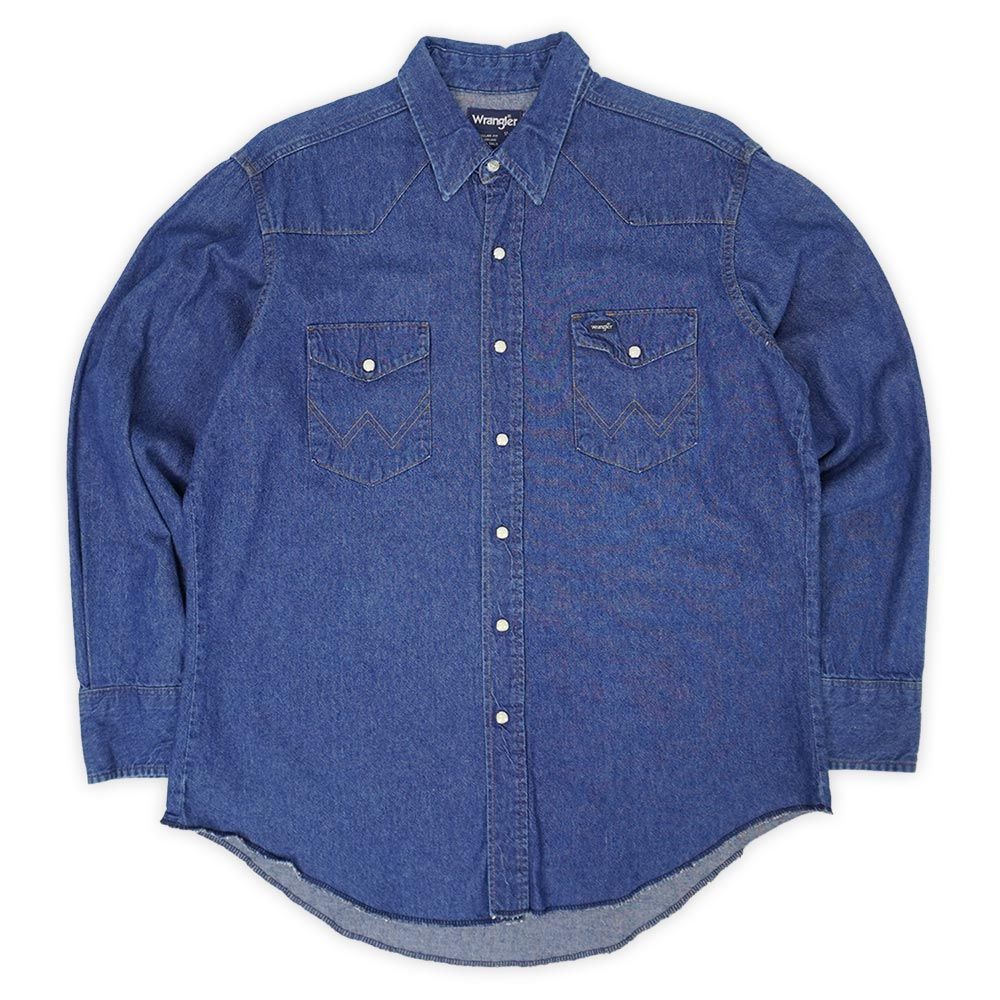 ラングラー Wrangler 90s 90年代 デニムウエスタンシャツ 定番 アメカジ ビッグサイズ USA ヴィンテージ アメリカ 古着 メンズ シャツ インディゴブルー 17-34 XL相当【中古】