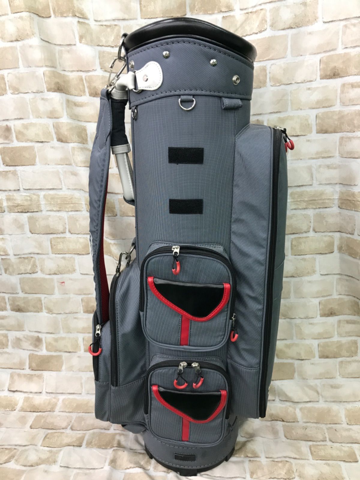 即納】キャディバッグ| 中古 ネイビー×レッド5分割 | 本間