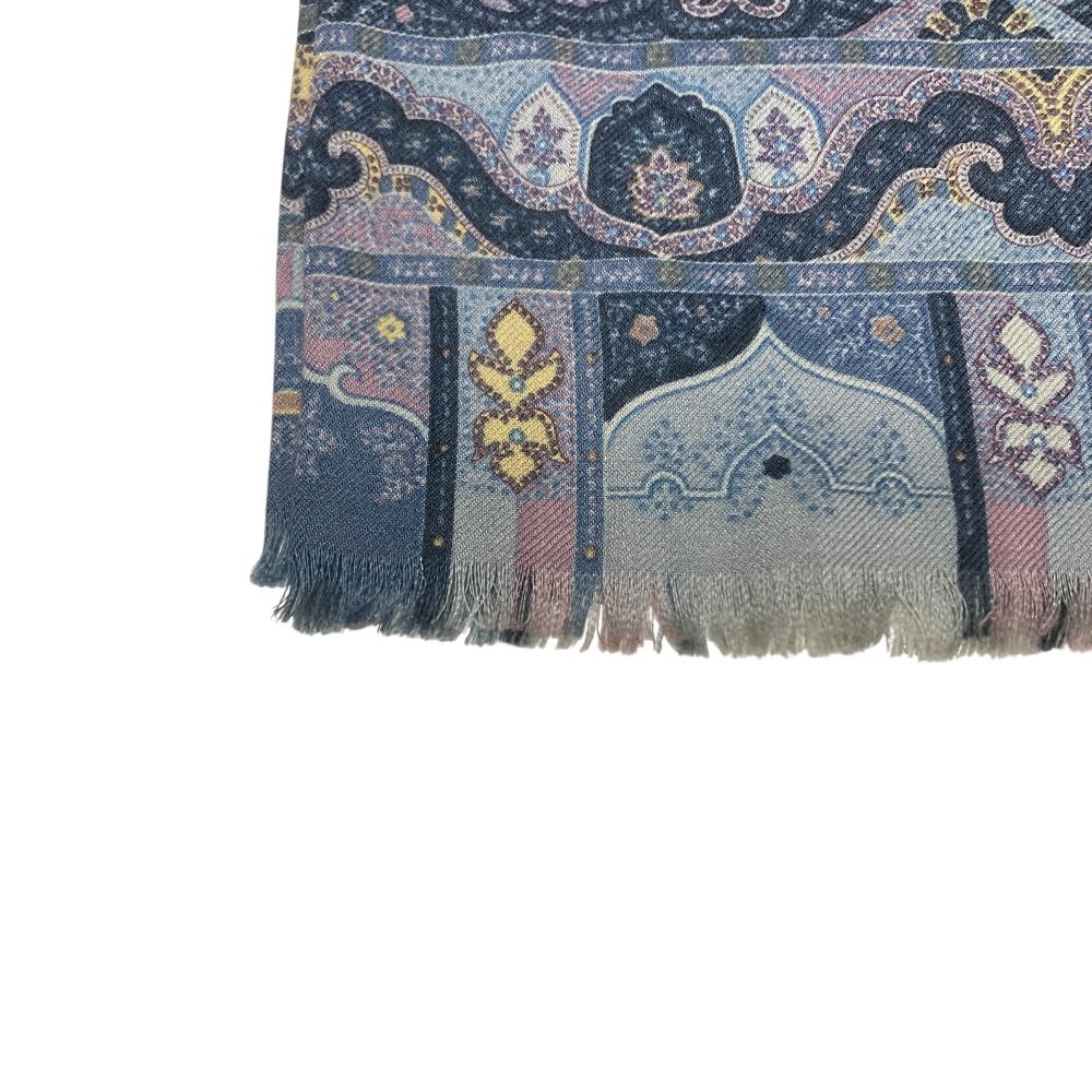 美品 ETRO エトロ ペイズリー柄 ストール マフラー ブルー
