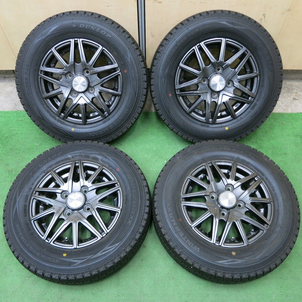 バリ溝 9.5分 スタッドレス 145R12 6PR ダンロップ ウインターマックス SV01 Humanline ヒューマンライン 12インチ PCD100|4H 5042204ナス