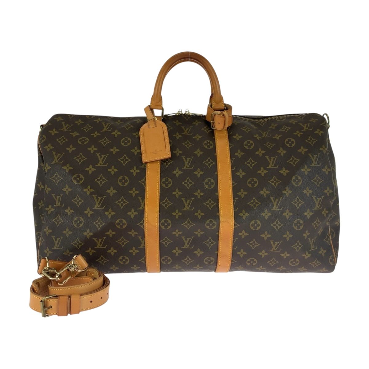 ルイヴィトン モノグラム キーポル バンドリエール 55 ブラウン ゴールド金具 PVC M41414 ボストンバッグ ショルダーバッグ 504791