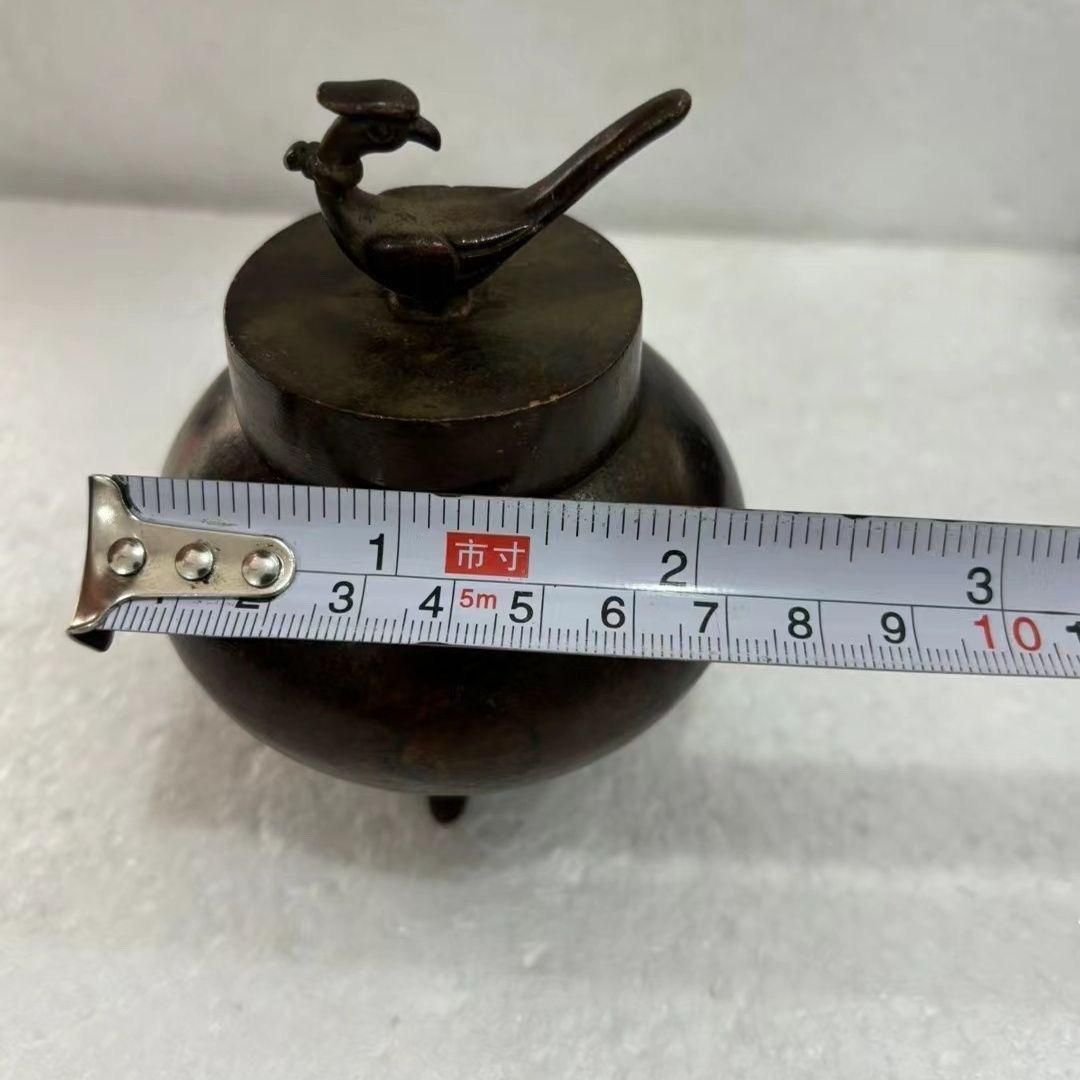 銅製 三足鳳蓋缶 茶道具 香道具 装飾品 工芸品 置物 - メルカリ