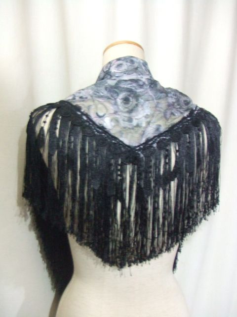 バレンシアオリジナルバラレース花プリント地レース＆フリンジシージョ