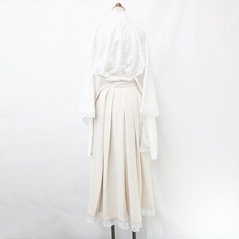 sugar nine ハロウィン コスプレ セットアップ 白猫 巫女 袴 レース お面 仮面 白 ベージュ ホワイト F