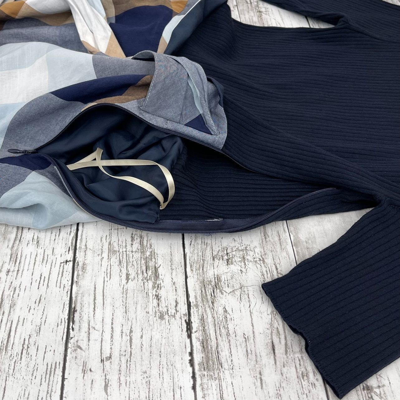 BLUE LABEL CRESTBRIDGE 半袖 ニット ワンピース ノバチェック