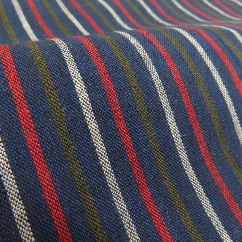 反物 アンティーク 木綿 着尺 縞文様 紺色 未仕立て 絣きもの 長さ