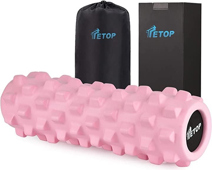 TETOP（テートップ） 500KG耐荷重 体のラインに合わせる フォームローラー ストレッチローラー マッサージ ヨガポール エクササイズ トレーニング 軽い 40x12～13CM 600g 日本語説明書付き( ピンク