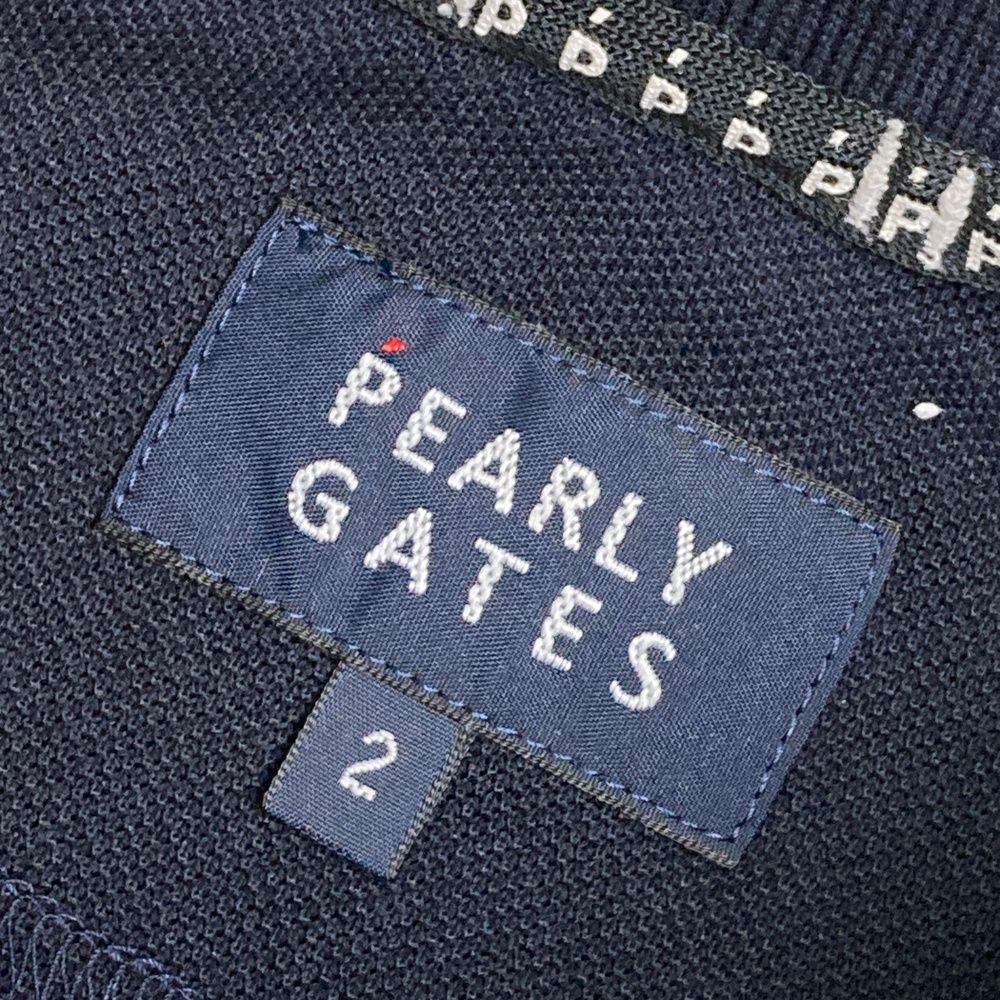 サイズ：2 PEARLY GATES パーリーゲイツ  ロゴ刺繍入り 半袖ワンピース  ネイビー系 [240101496976] ゴルフウェア レディース ストスト サイズ：2 PEARLY GATES パーリーゲイツ ロゴ刺繍入り 半袖