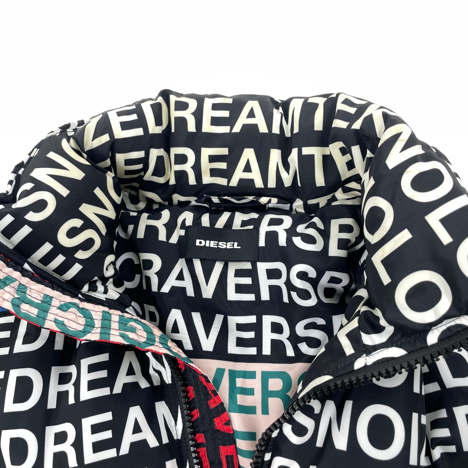 DIESEL ディーゼル W PIATING NOISE PUFFER JACKET 中綿ジャケット XSサイズ 総柄 マルチ WWW_NOITHATQUANGTHANH_NET