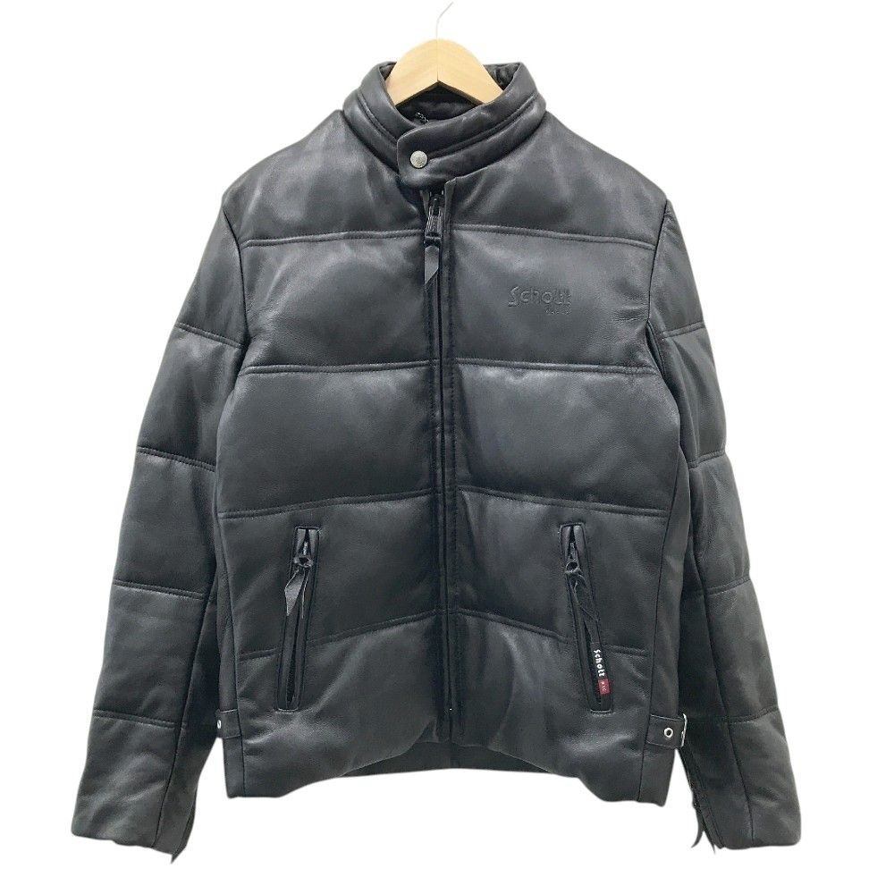 レザーダウンジャケット Schott ショット M メンズ 38 黒 JJ287 Schott ショット ダウンジャケット ブラック M レザーダウンジャケット