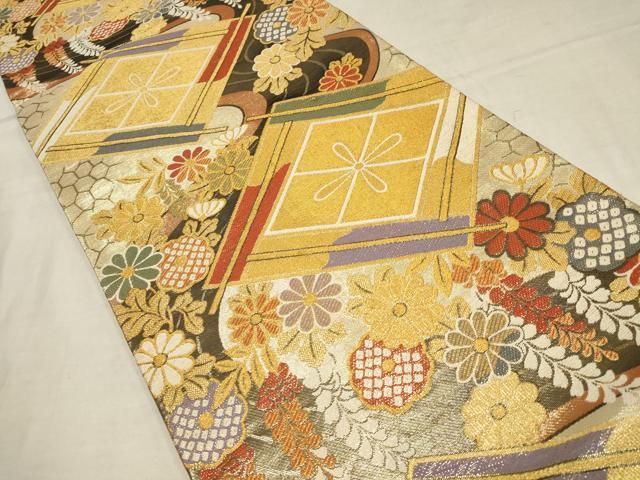 袋帯　帯　ゴールド　佐賀錦　六通柄袋帯　菊水　金糸 楽天市場】平和屋着物□佐賀錦 六通柄袋帯 飛翔鶴文 金銀糸 正絹