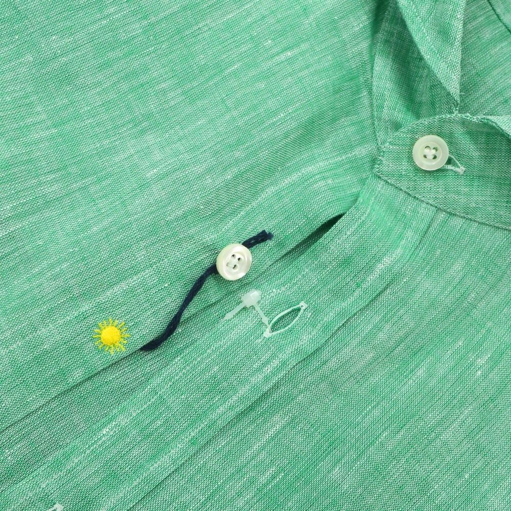 GIANNETTO ホリゾンタルカラーシャツ コットンリネン ストライプ M