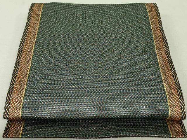 平和屋着物●ひなや工房　くむ・あむ・おる　伊豆蔵明彦　組織　全通柄袋帯　菱間道　金糸　正絹　逸品　DAAT0165ob 平和屋着物○ひなや工房 くむ・あむ・おる 伊豆蔵明彦 組織 全通柄袋帯