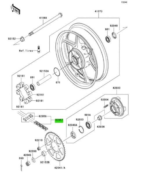 カワサキ ニンジャ 400 ドライブチェーン Chain Drive DID520VP2 92057-0678 KAWASAKI 純正 Genuine JDM ♥ メーカー純正品