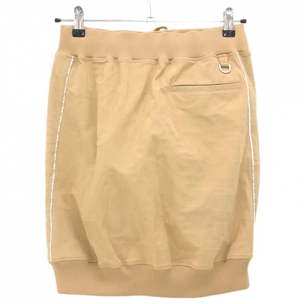 CPG スカート ベージュ×白 英字地模様 サイドロゴライン ウエストゴム 調節紐 レディース 3 L ゴルフウェア 2025年モデル CPG