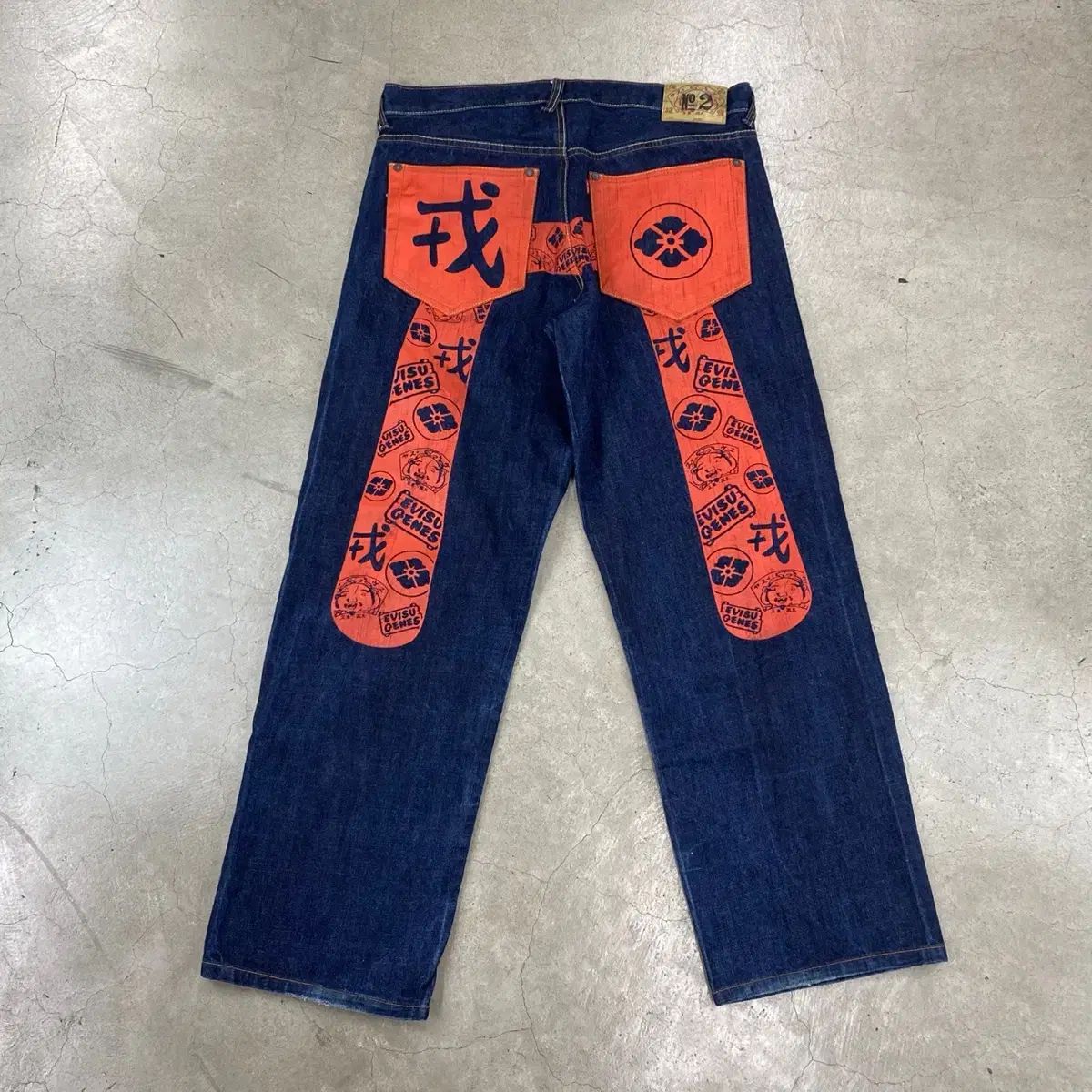 90s EVISU エヴィス No 2 ビッグペインティング デニム ジーンズ 38