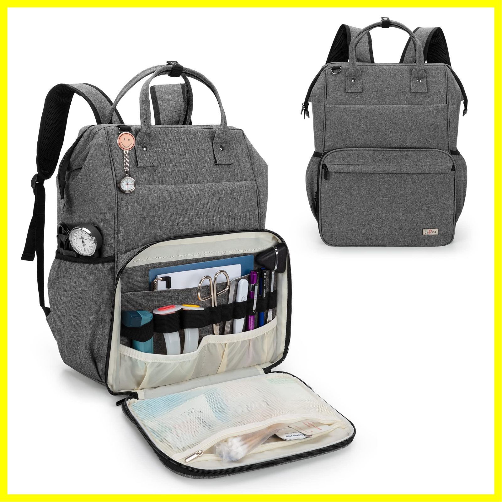 往診 リュック 介護 医療 バッグ 訪問 訪問看護 看護リュック 大容量 LoDrid 2Way グレー