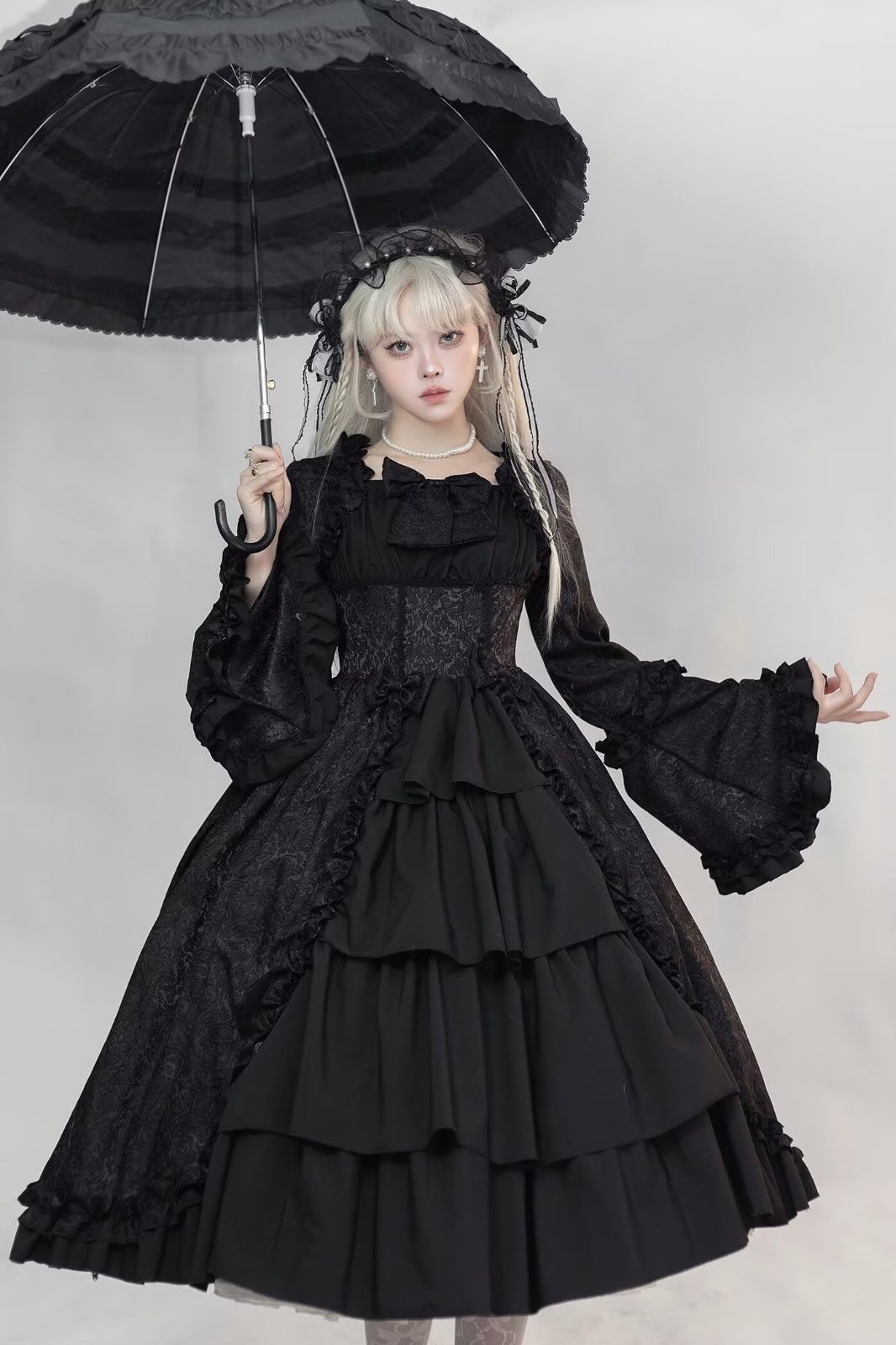 【在庫処分】甘ロリ お嬢様 大きいサイズ フリル 長袖 衣装 演出用 撮影 中世風衣装 姫 コスプレ ワンピース cosplay ゴスロリ lolita [Yucahype] レース