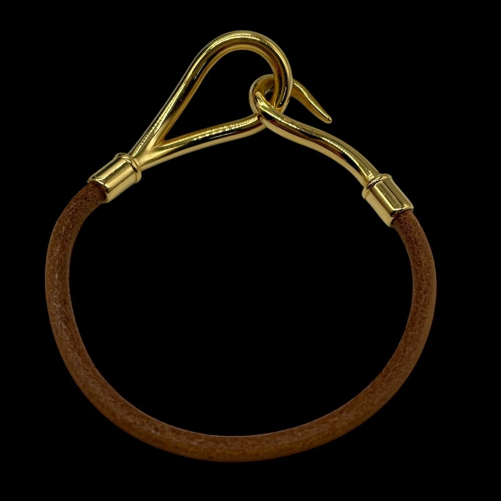 高級 HERMES エルメス ジャンボ レザーブレスレット フック レザー