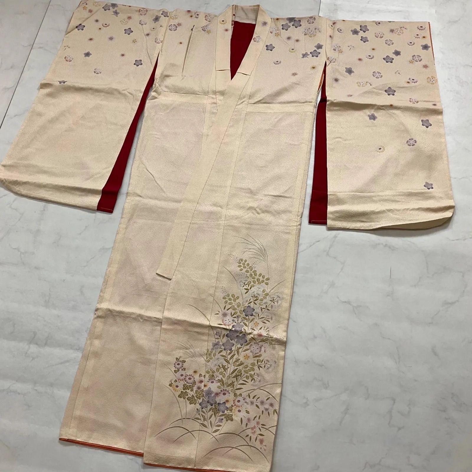 ◆kimono one◆7歳くらい用◆女の子着物◆正絹◆子供着物◆七五三◆袷◆襦袢付き◆裄59.5㎝肩丈136.5㎝◆七五三お詣り女の子着物こどものひお正月卒業式十三詣り◆G307