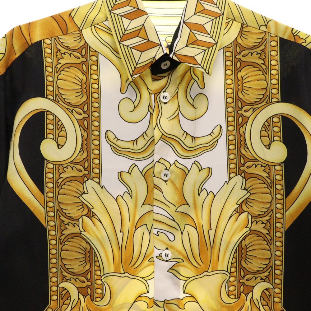 VERSACE (ヴェルサーチ) 総柄 ロングスリーブシャツ 長袖 シルクシャツ