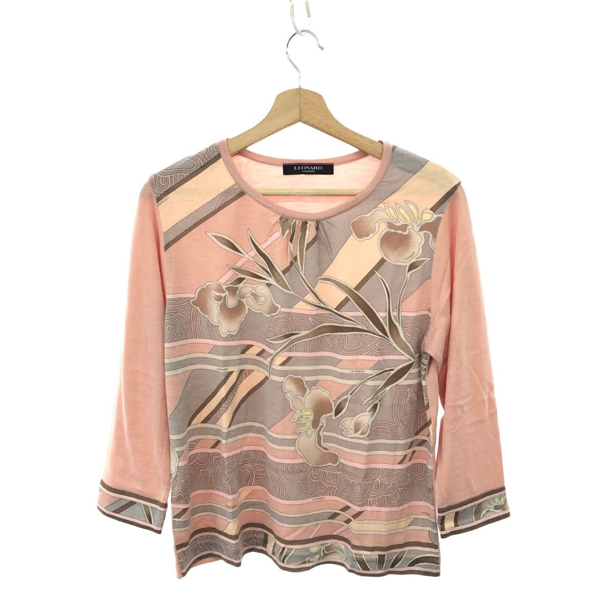 LEONARD FASHION 訳あり花柄 長袖 トップスLL絹毛 LEONARD FASHION 訳