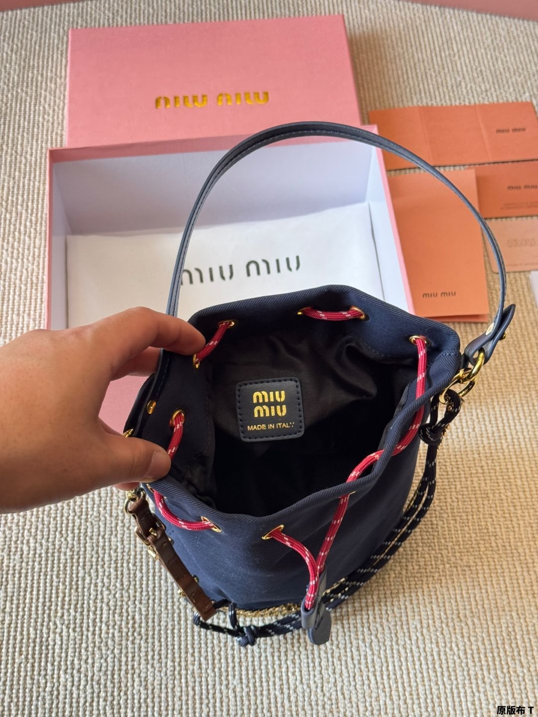 MiuMiu Bucket in canvas バケットキャンバスバック 今日特価】Miu Miu New Canvas Mini Bucket Bag - ミュウミュウ