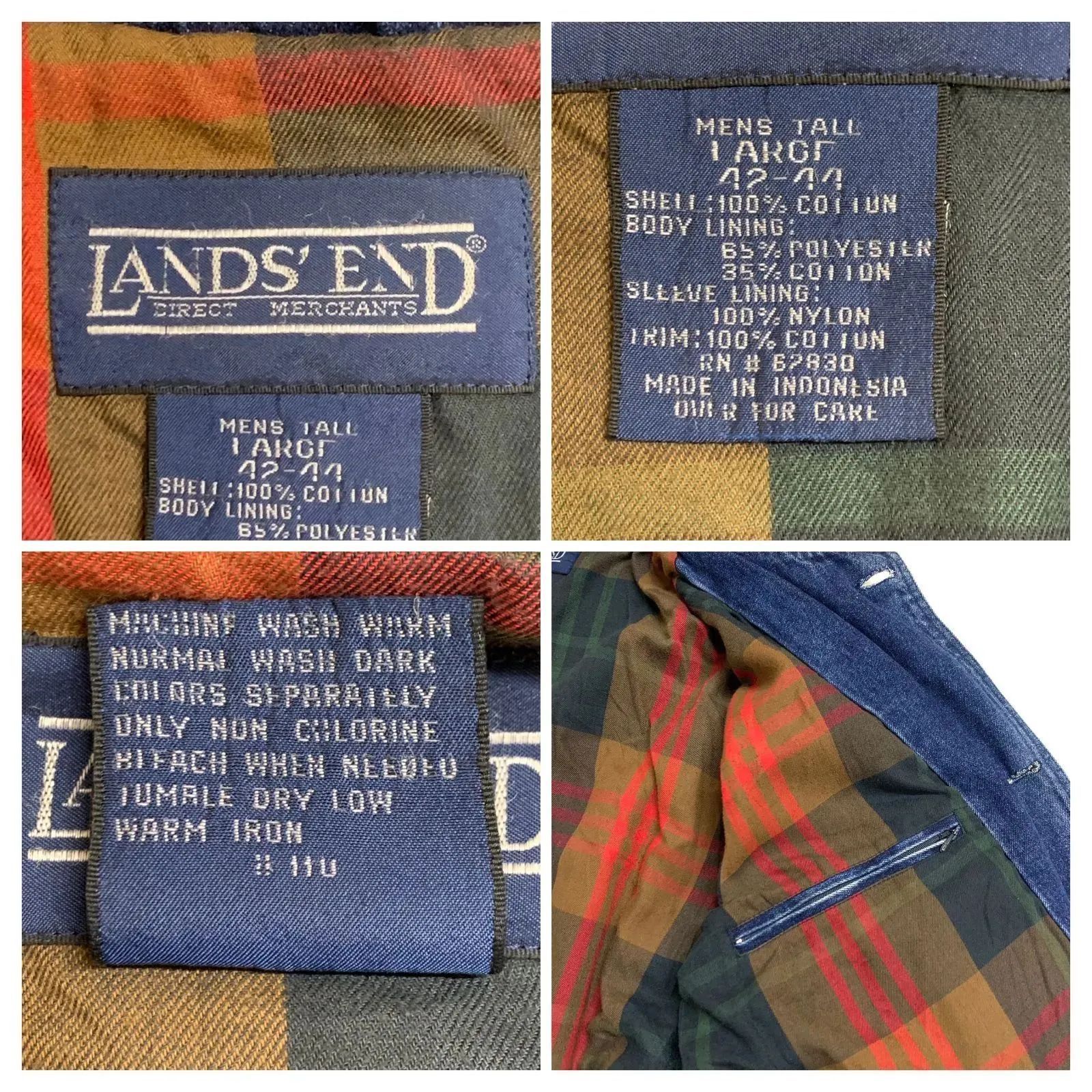 LAND'S END】ランズエンド/デニムカバーオール/Lサイズ/90s