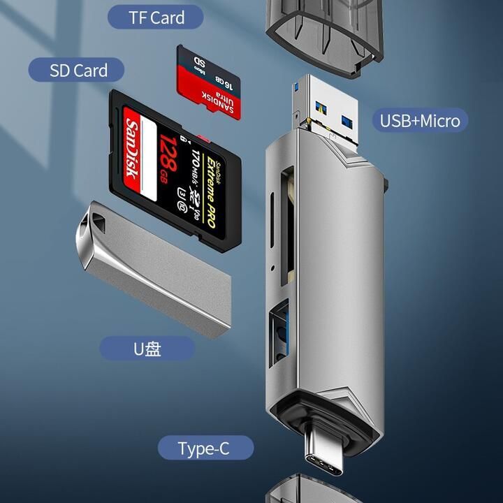 USB A/C+Micro USB to SD(HC)/TF/MicroSD(HC) カードリーダー USBフラッシュメモリー対応 OTGアダプタ  USB-C/USB Card Reader For Type-C スマートフォン PC 2色選択 メルカリ