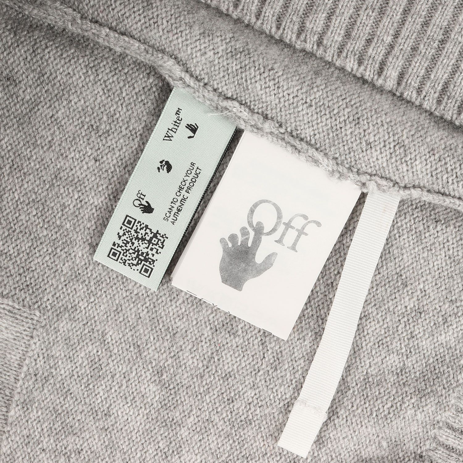 オフホワイト Off-White OFFロゴ入りグレーセーター 美品】OFF-WHITE オフホワイト ニット グレー サイズ:XL | 20AW