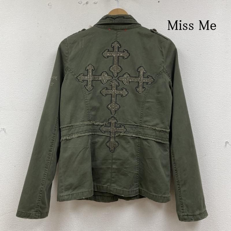 Miss Me ミスミー ジャケット 上着 ジャンパー ブルゾン missme クロス スタッズ ジャケット ラインストーン skull スカル 骸骨 ボーン ミリタリー