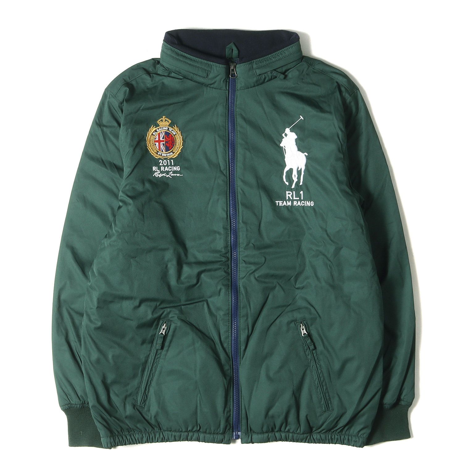 POLO Ralph Lauren ポロ ラルフローレン ジャケット サイズ:BOYS XL(メンズM位) RL1 TEAM RACING ビッグポニー ジップ 中綿ジャケット グリーン アウター ブルゾン 上着【メンズ】