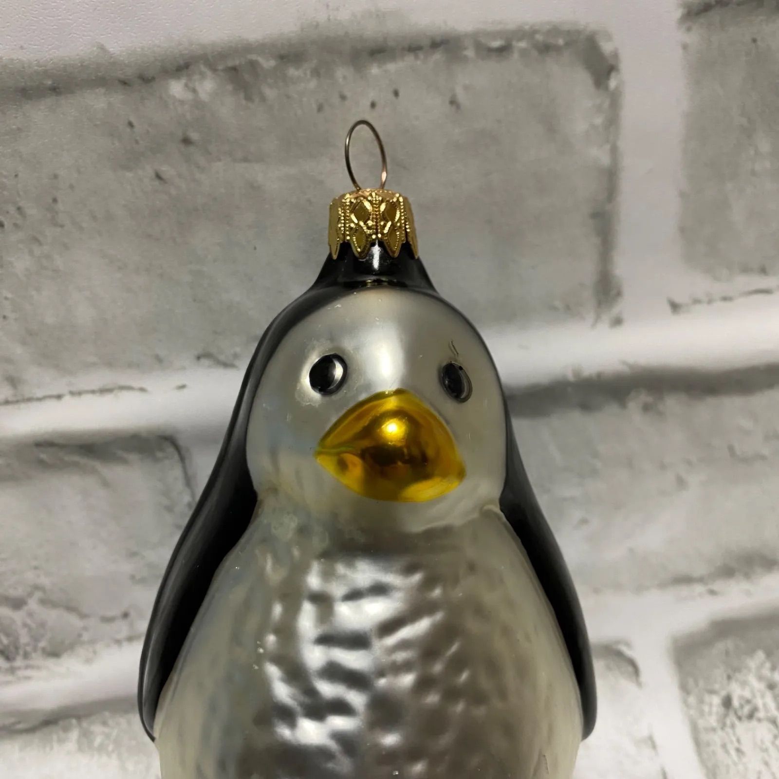 ★レア★ドイツ製 ハンドメイド 手吹きガラス クリスマスオーナメント ペンギン2体セット