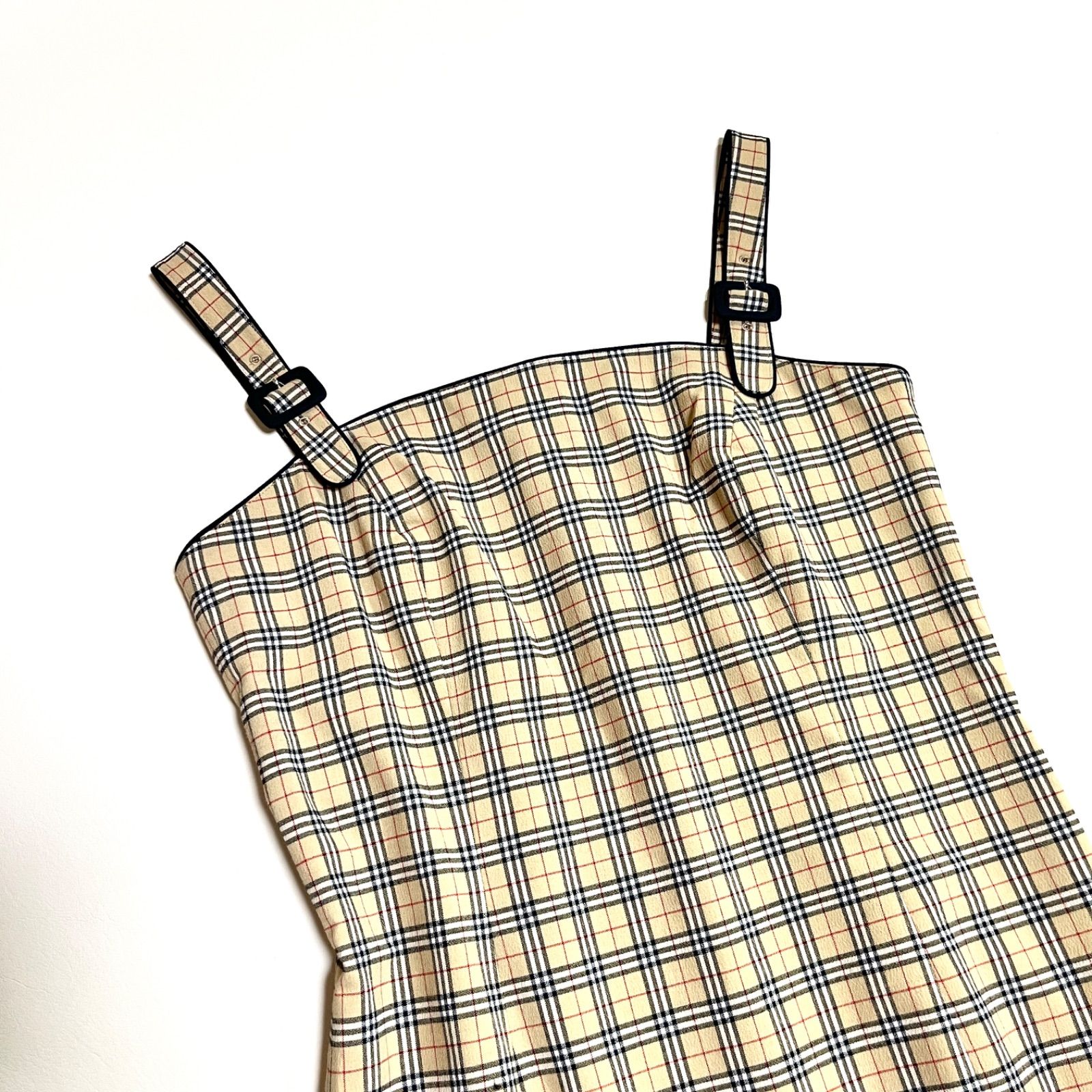 cj06 BURBERRY BLUE LABEL ジャンスカ キャミソールワンピース ジャンパースカート ノバチェック 総柄 バーバリー