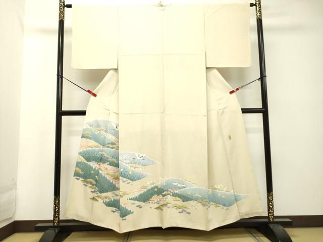 平和屋着物●本加賀友禅作家 金津五雄 色留袖 飛鶴風景文 正絹 DAAT1217tw