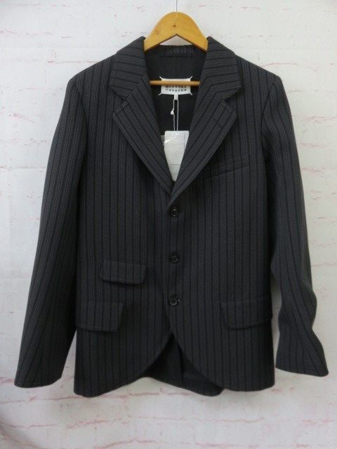 【中古】ﾀｸﾞ付 22SS Maison Margiela ﾒｿﾞﾝﾏﾙｼﾞｪﾗ ﾋﾟﾝｽﾄﾗｲﾌﾟ ｳｰﾙｼﾞｬｹｯﾄ S54180 ﾈｲﾋﾞｰ 44 XS相当 991802164